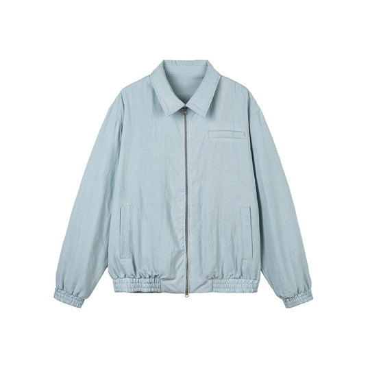 Unisex Oversize-Denim-Blouson mit fransigen Kanten und Druckknopfleiste Shop Nory