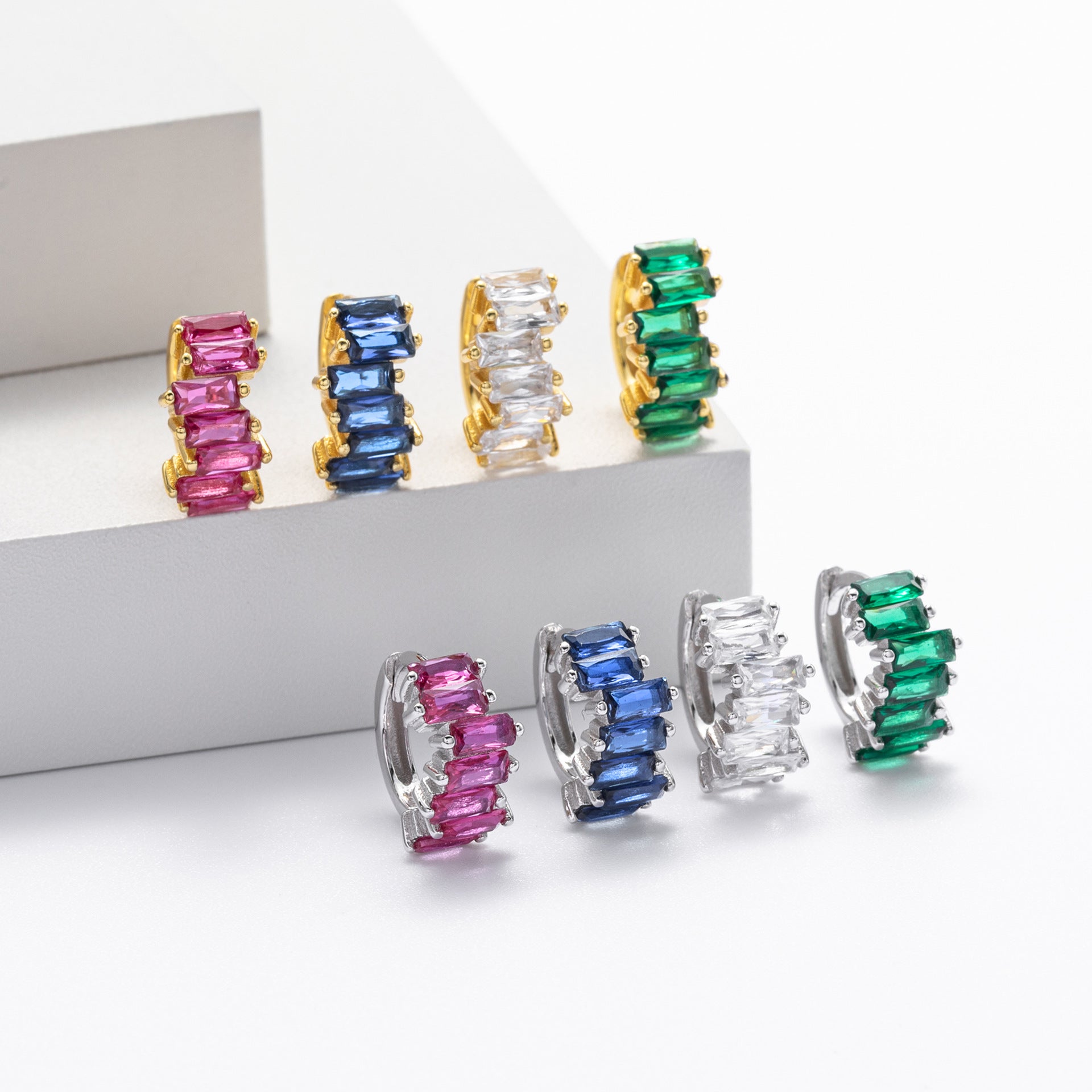 Damen Ohrstecker mit exquisite Zirkonsteinen und 925 Sterling Silber Shop Nory