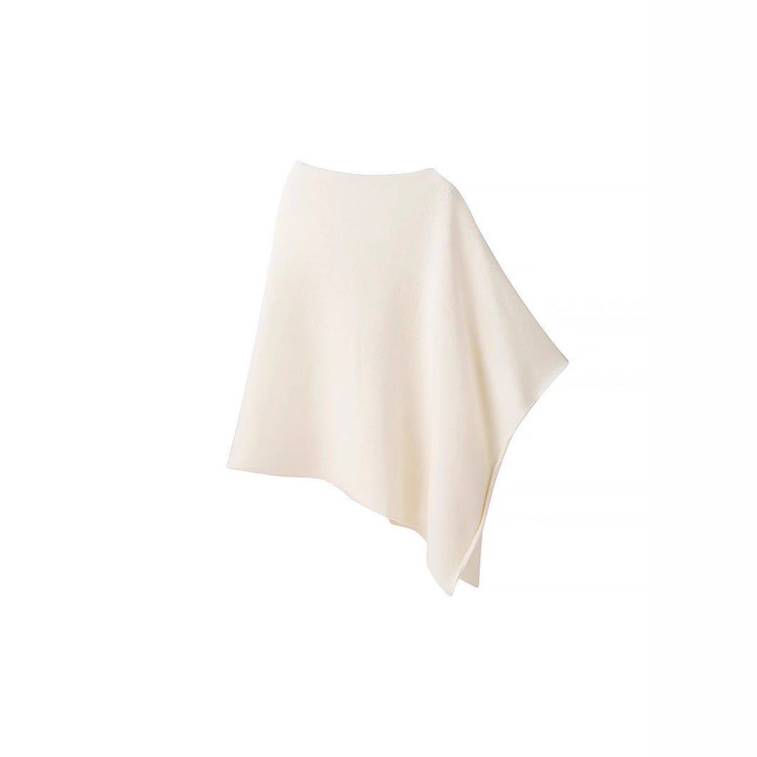 Damen Feiner Strickponcho mit asymmetrischem Saum und U‑Boot‑Ausschnitt Shop Nory