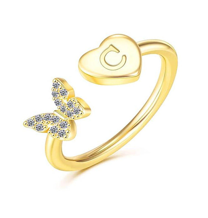 Damen Ring mit Schmetterlingsdesign und Herzmotiv Shop Nory