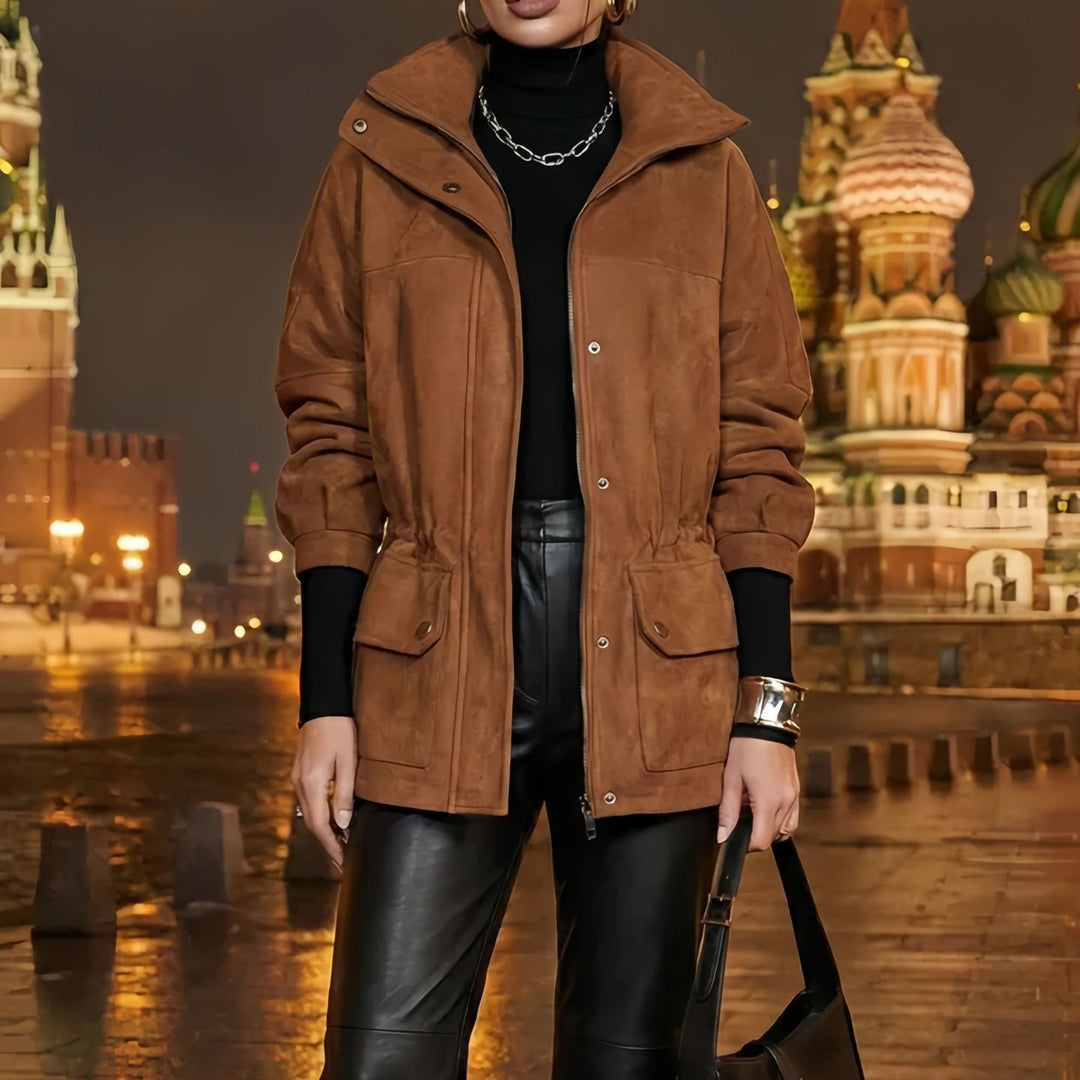 Damen Modische Oversize-Winterjacke mit Kordelzug