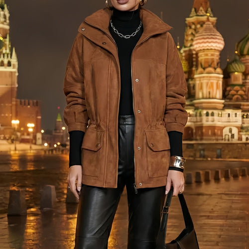 Damen Modische Oversize-Winterjacke mit Kordelzug