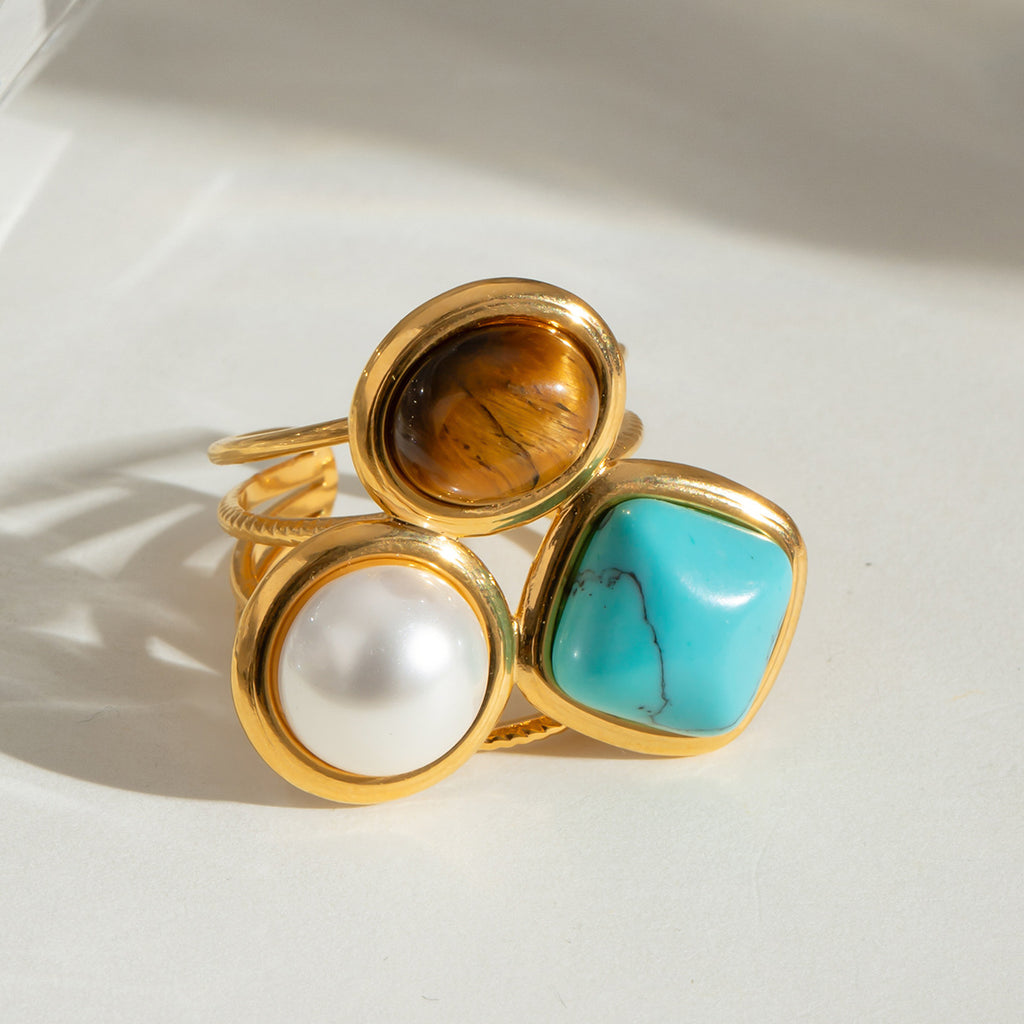Damen Offenes Ringarmband mit drei funkelnden Edelstein-Akzenten Shop Nory