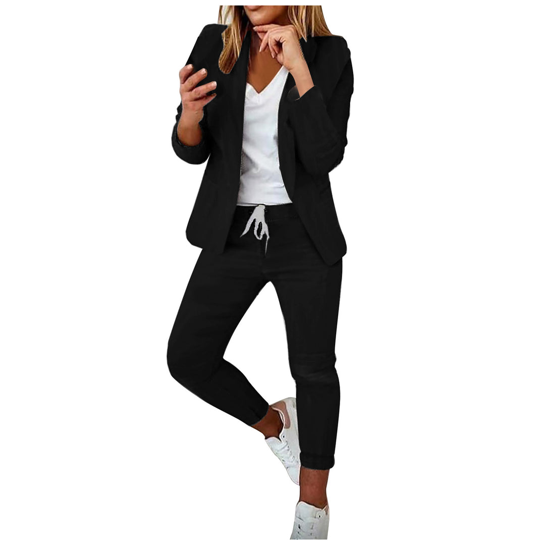 Damen nan lässiges Hosenanzug-Set mit Joggerhose, Kordelzug und tailliertem Blazer Shop Nory