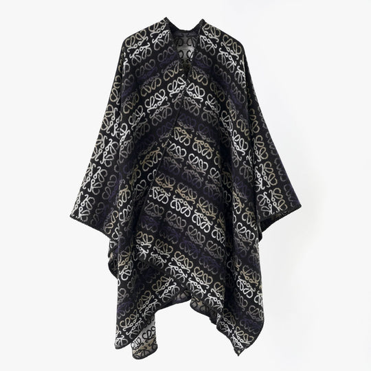 Damen Überwurfcape im Jacquard-Strick mit Allover-Monogramm und weichem Fall Shop Nory