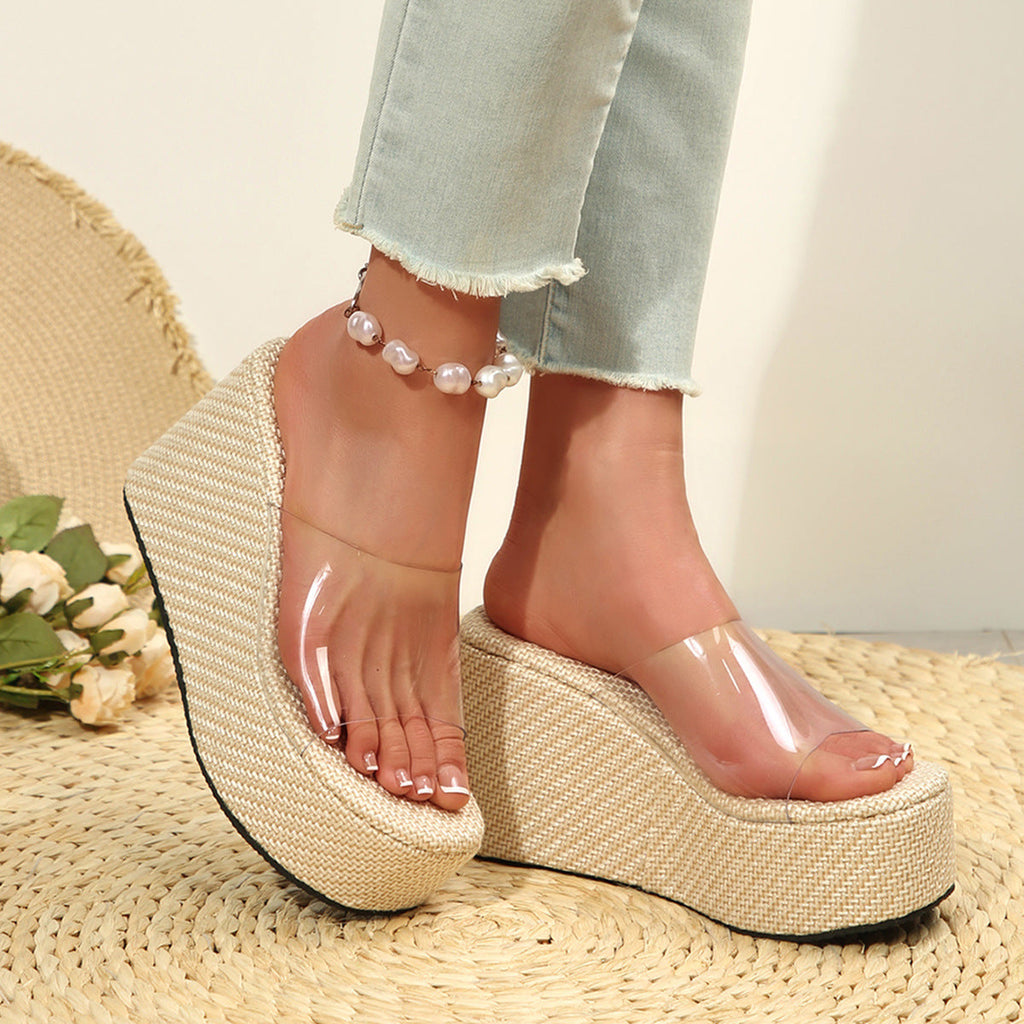 Damen Plateau-Sandalen mit transparentem Riemen Shopnory