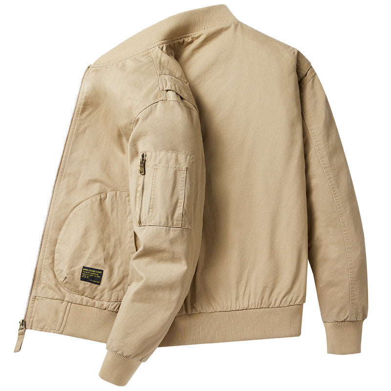 Herren leichter Canvas-Bomber im Utility-Fieldstil mit Ärmeltasche und gerippten Bündchen Shop Nory