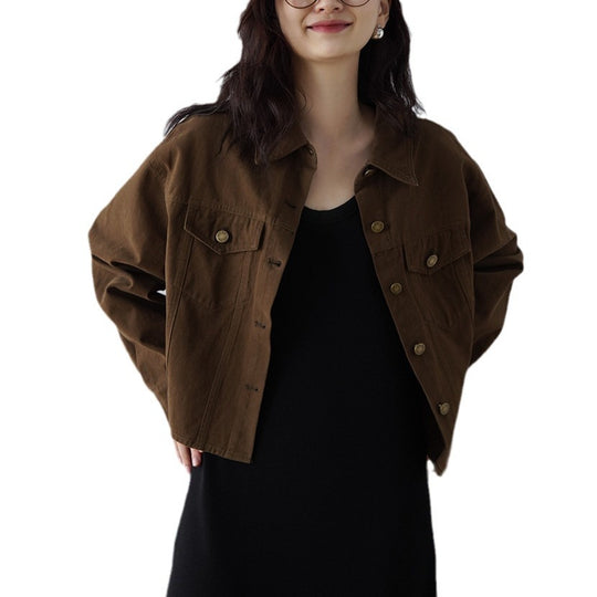 Damen Modische Oversized-Jacke mit Knöpfen und praktischen Taschen Shop Nory