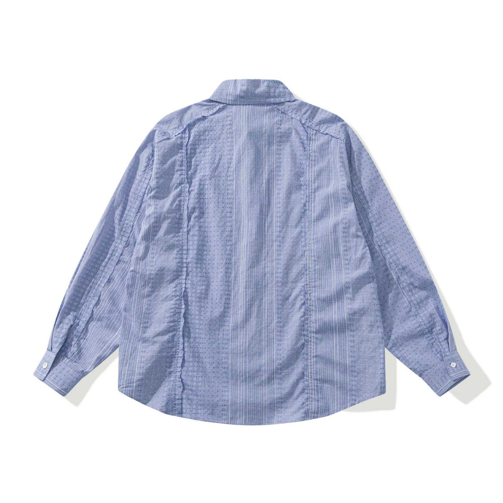 Damen Strukturierte Oversize‑Hemdbluse mit feiner Stickerei und Streifenstruktur Shop Nory