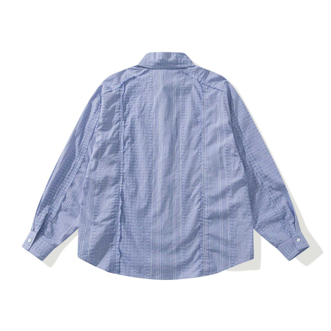 Damen Strukturierte Oversize‑Hemdbluse mit feiner Stickerei und Streifenstruktur Shop Nory
