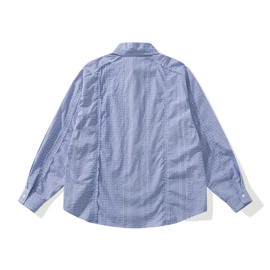 Damen Strukturierte Oversize‑Hemdbluse mit feiner Stickerei und Streifenstruktur Shop Nory