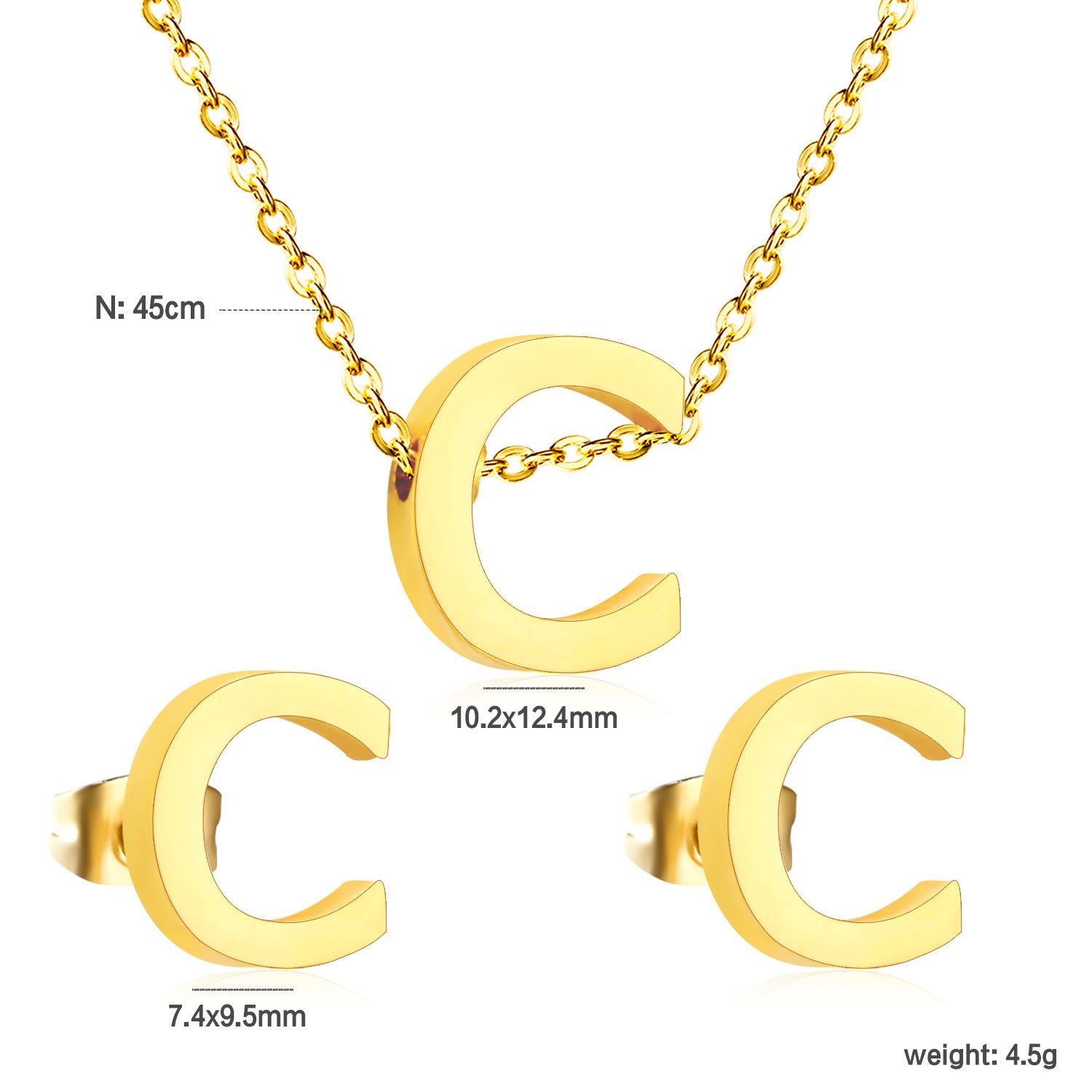 Damen Schmuckset mit K-Anhänger und passenden Ohrsteckern Shop Nory