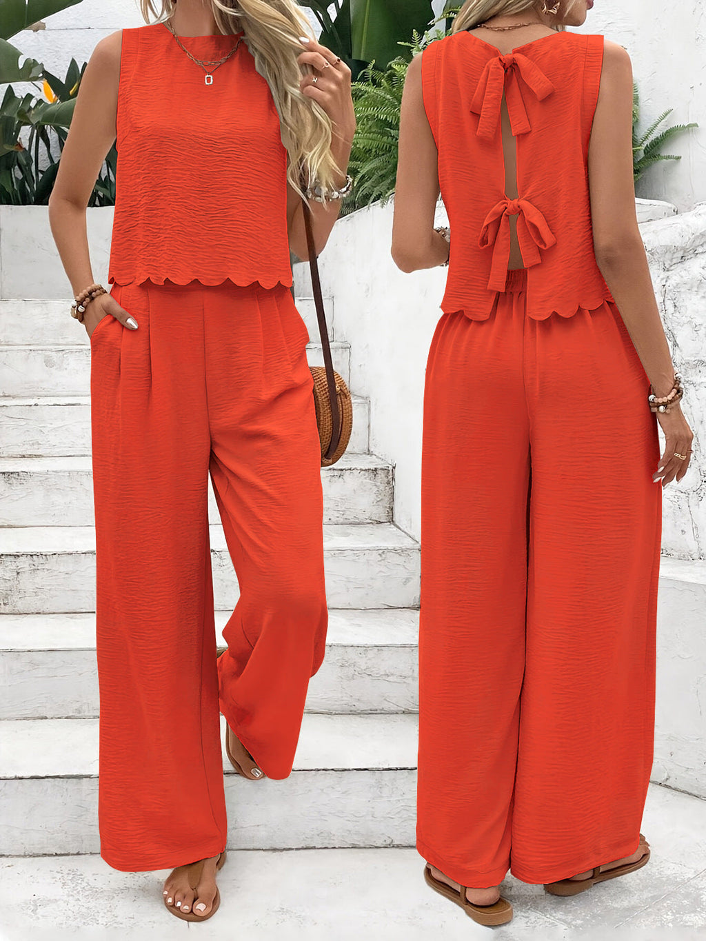Damen Lässiger Jumpsuit mit elegantem Rückenausschnitt und weitem Bein
