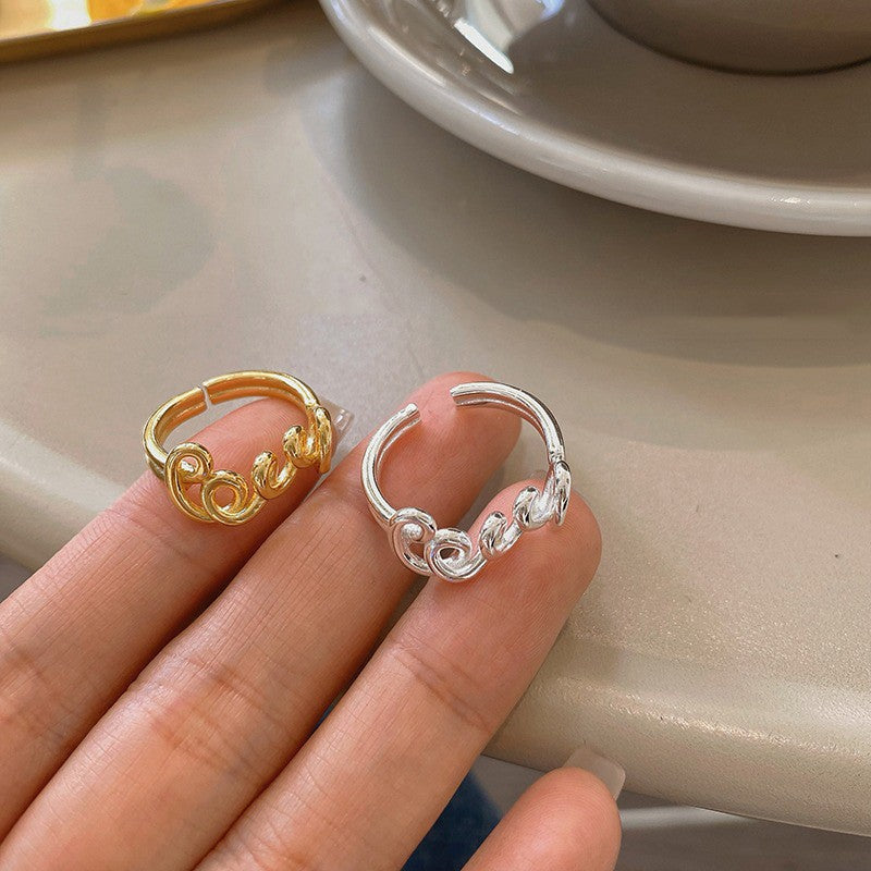 Damen Offener Ring mit kunstvollem Kettenmuster Shop Nory