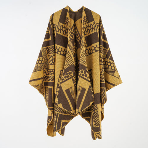 Damen Weichfallendes Jacquard-Cape mit geometrischem Allovermuster und offenem Kimono-Fall Shop Nory