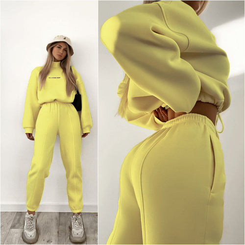 Damen Oversize-Lounge-Set mit Stehkragen und elastischer High-Waist-Jogginghose Shop Nory