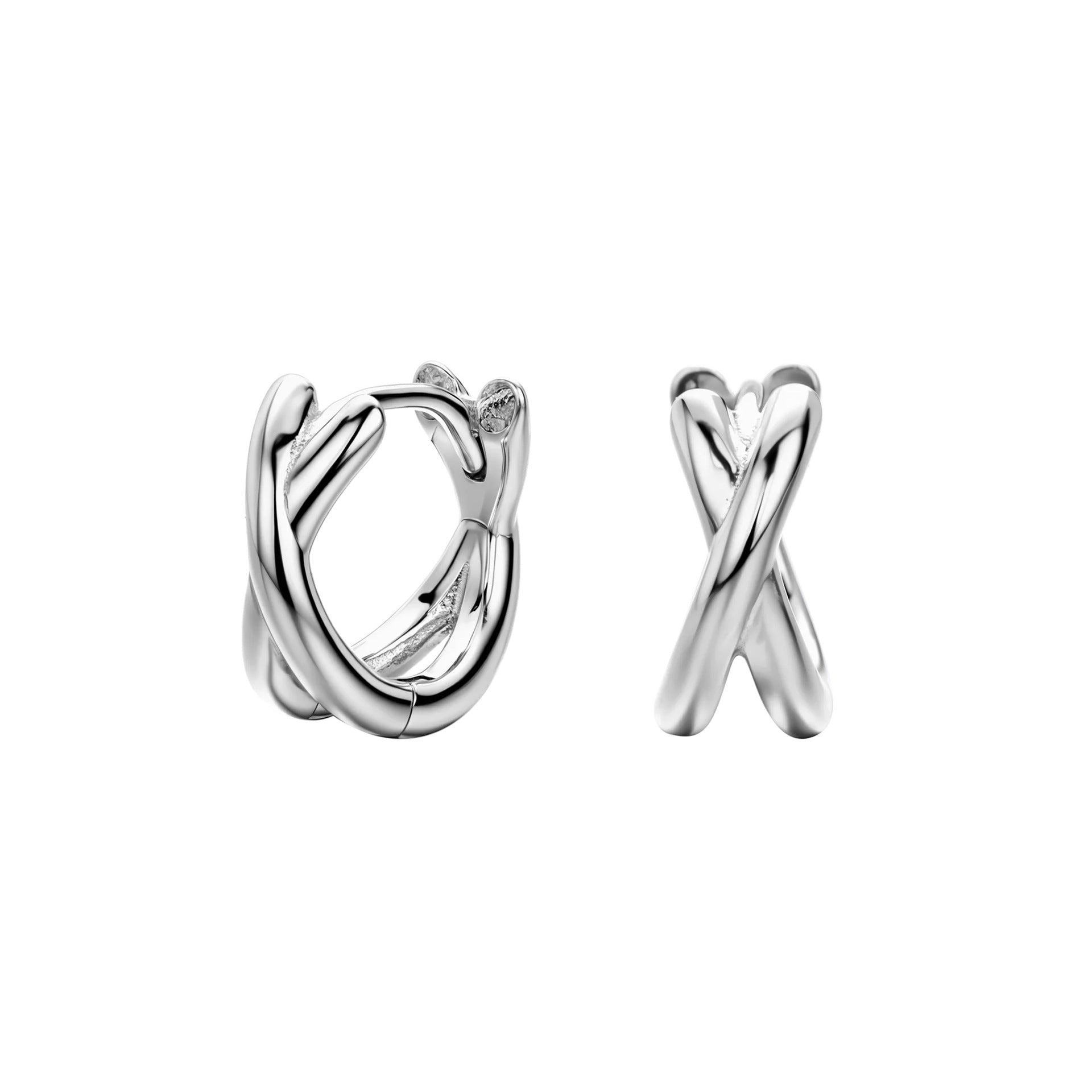 Damen Creolen Ohrhänger mit zeitgemäßem X-Design aus 925 Sterlingsilber Shop Nory