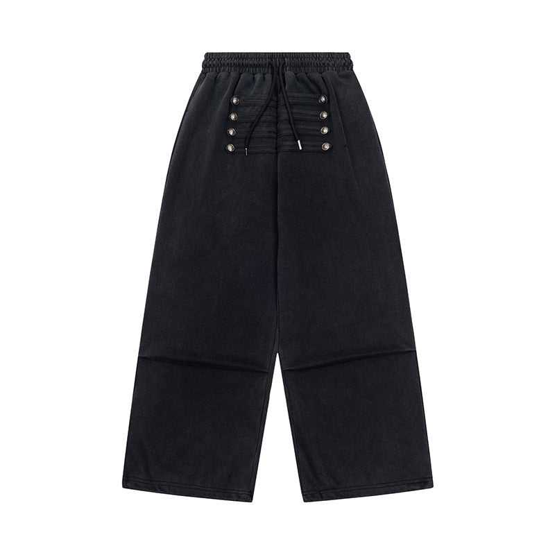 Damen Weite Culotte-Hose mit hohem Gummibund, Kordelzug und dekorativer Knopfblende Shop Nory
