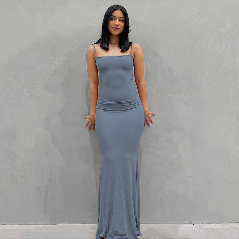 Damen Körperbetontes Maxi‑Jerseykleid mit taillierter Drapierung, langen Ärmeln und ausgestelltem Saum Shop Nory