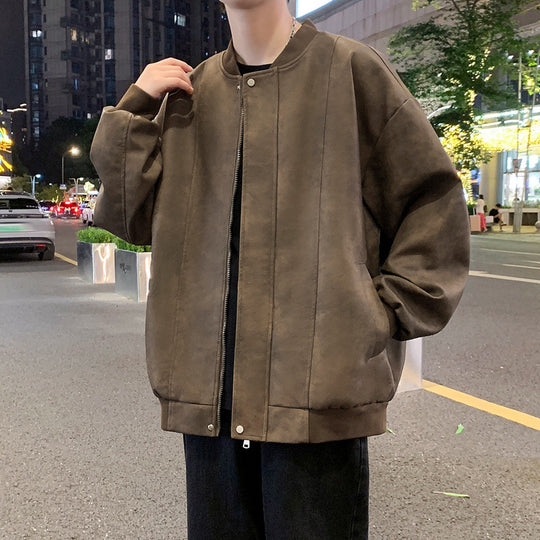 Herren Oversize-Bomberjacke aus Veloursimitat mit senkrechter Nahtstruktur Shop Nory