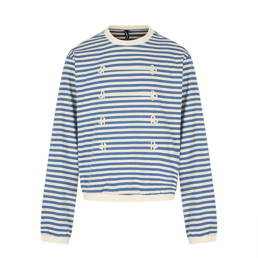 Damen maritimes Streifen-Sweatshirt mit Zierkordeln Shop Nory