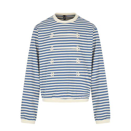 Damen maritimes Streifen-Sweatshirt mit Zierkordeln Shop Nory