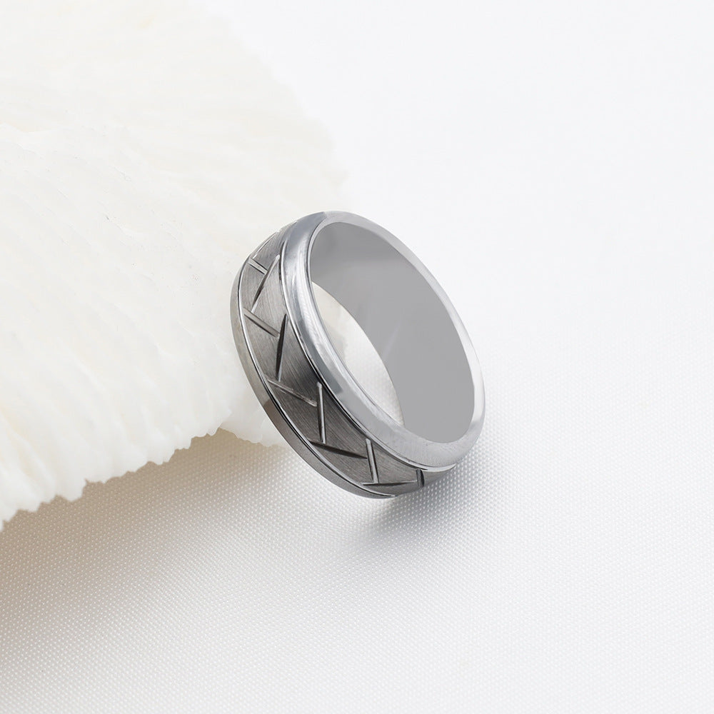 Herren modischer Edelstahlring mit strukturierter Oberfläche Shop Nory