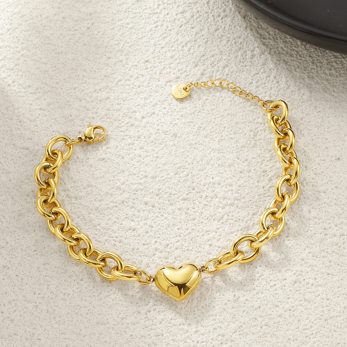 Damen modisches Armband mit herzförmigem Anhänger und robustem Kettenmuster Shop Nory