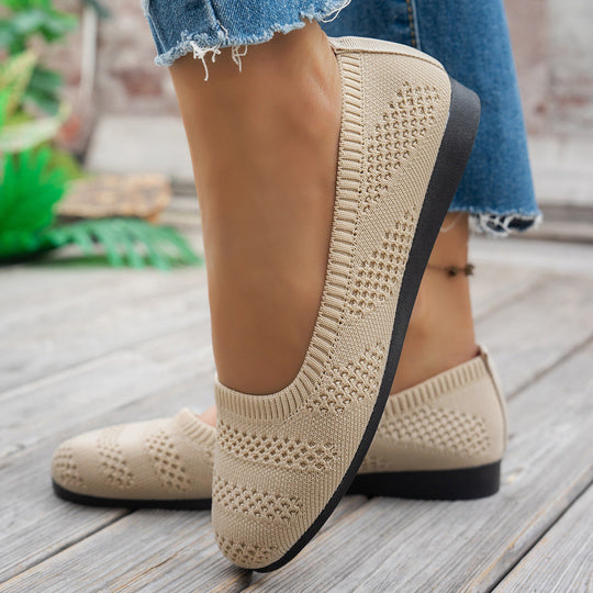 Damen atmungsaktive Strick-Ballerinas