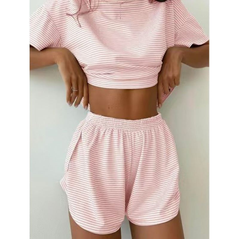 Damen stylisches Freizeit-Set mit lockerem Kurzarm-Top und Shorts