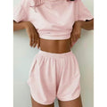 Damen stylisches Freizeit-Set mit lockerem Kurzarm-Top und Shorts
