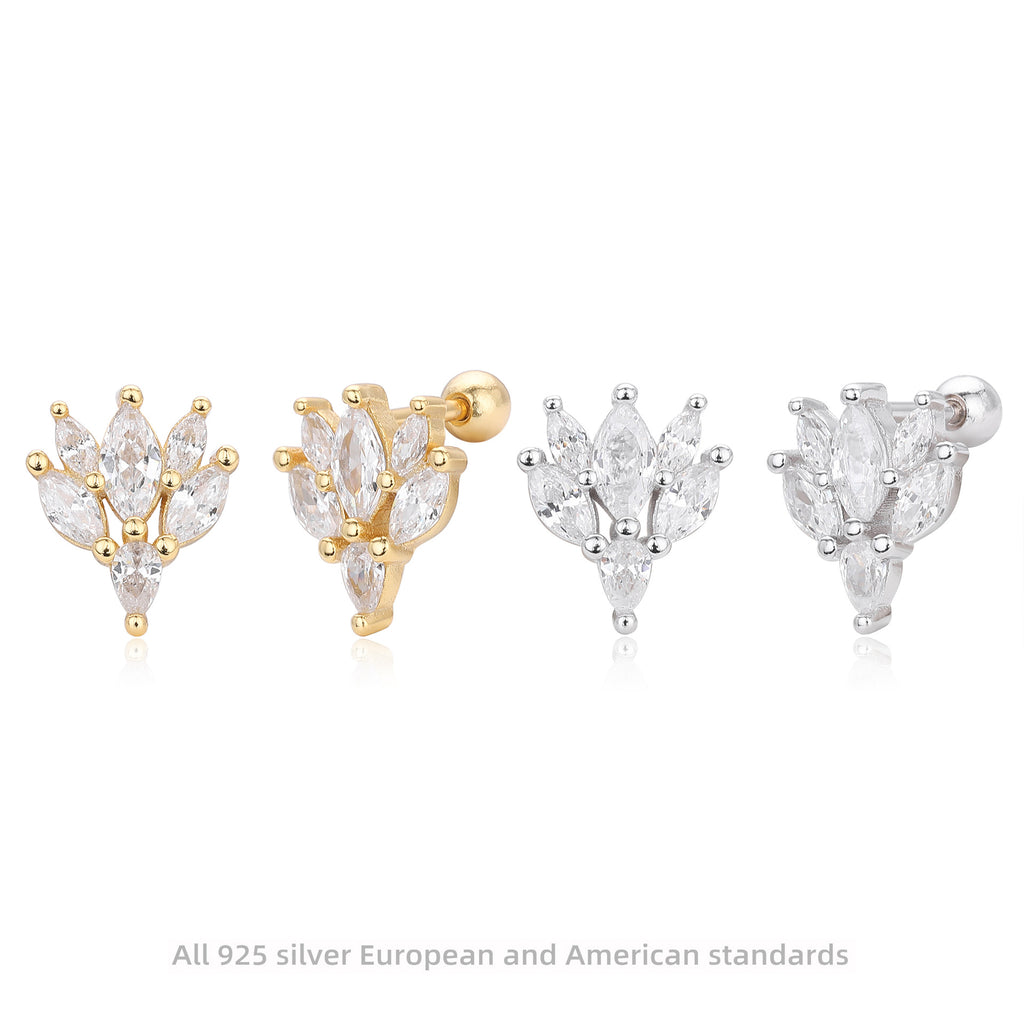 Damen Ohrstecker mit luxuriösem Zirkon-Anordnung aus 925 Sterling Silber Shop Nory