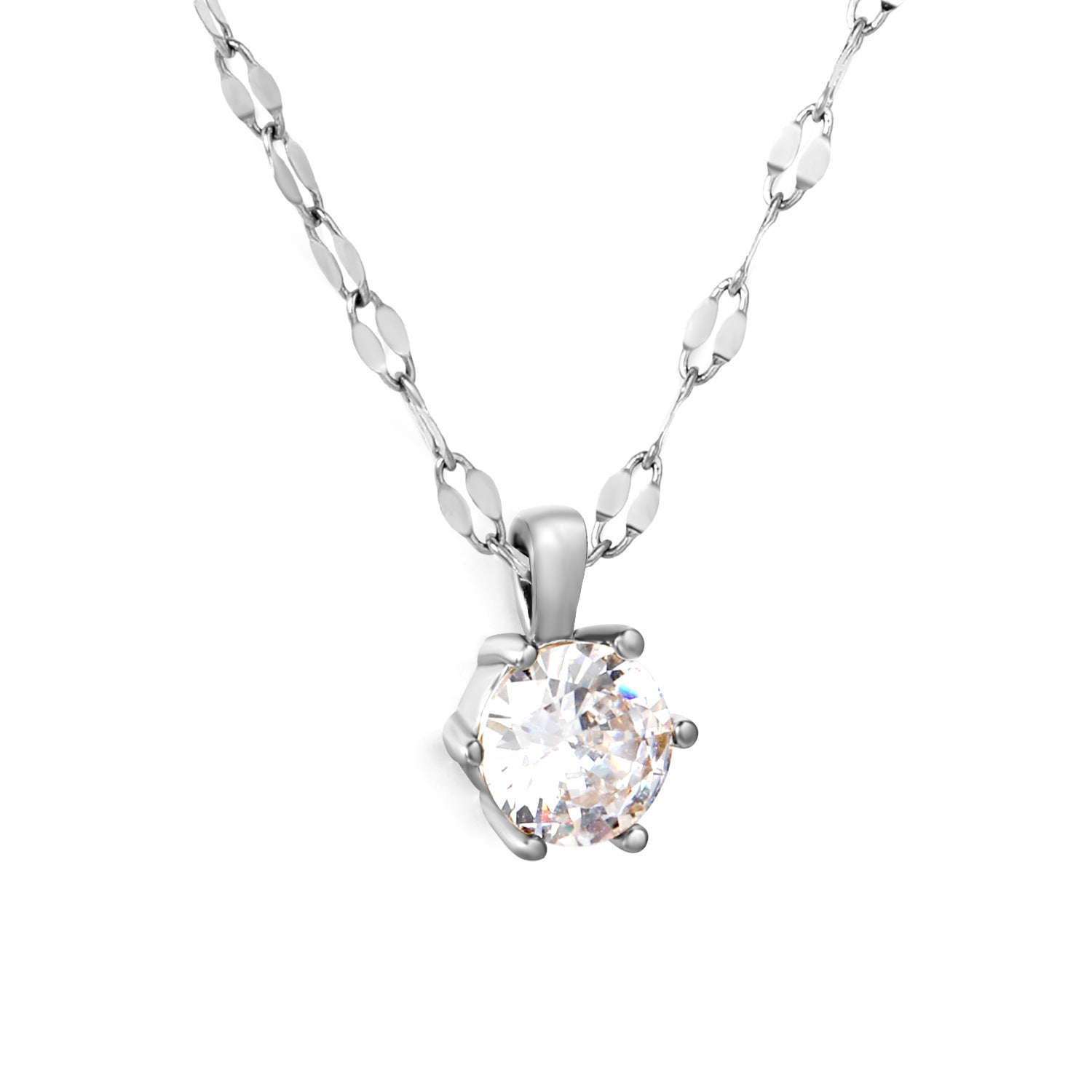Damen elegante Halskette mit funkelndem Zirkonia-Anhänger und hochwertiger Edelstahlbeschichtung Shop Nory