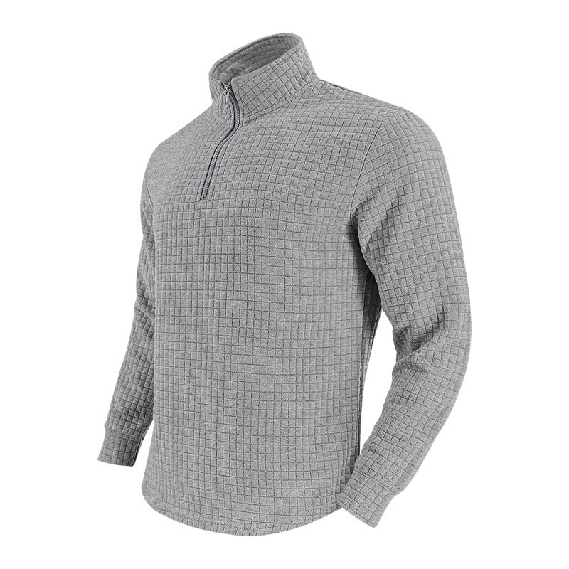 Herren Stepp-Quarter-Zip-Pullover mit Karomuster und Stehkragen Shop Nory