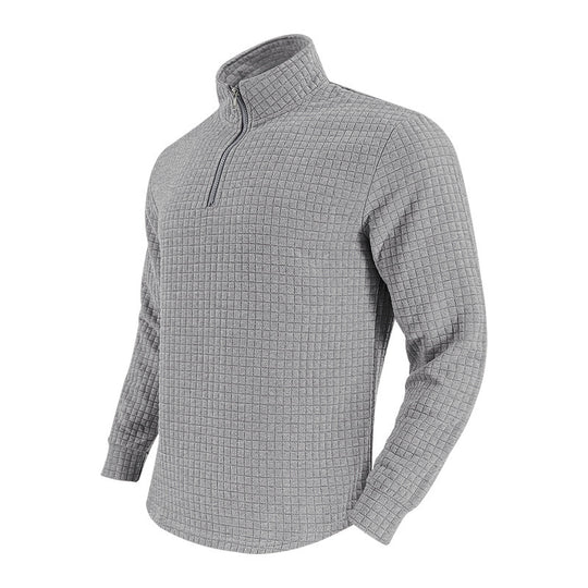 Herren Stepp-Quarter-Zip-Pullover mit Karomuster und Stehkragen Shop Nory