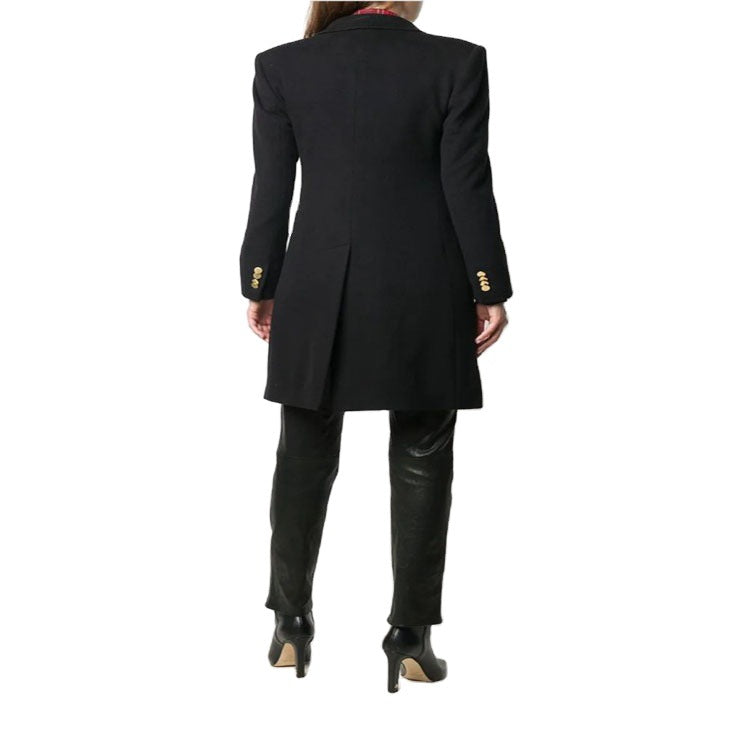 Damen Knielanger Zweireihiger Wollmix-Mantel mit strukturiertem Revers und Pattentaschen Shop Nory