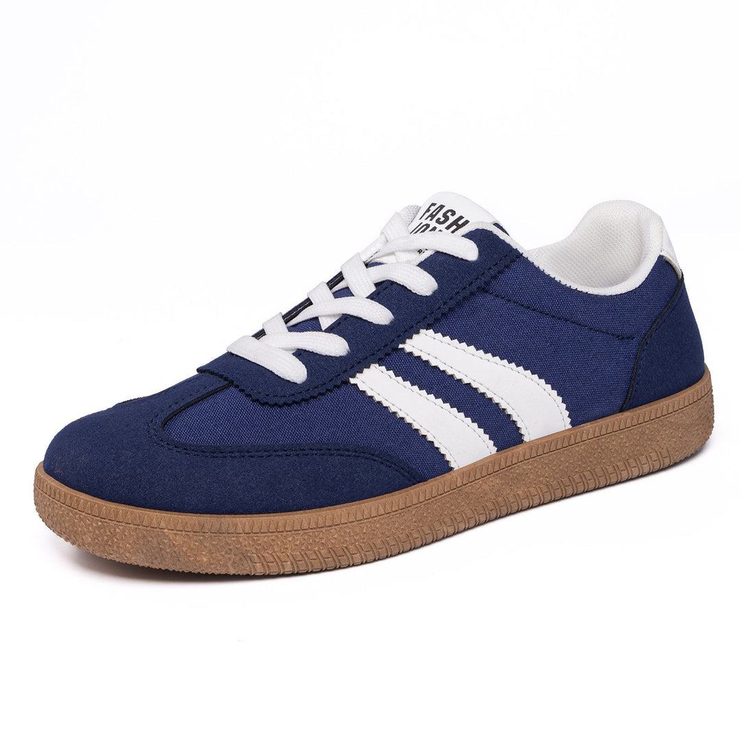 Herren nan retro Sneaker mit Velours- und Textilobermaterial, klassischer Drei-Streifen-Optik und profilierter Gumminsohle Shop Nory