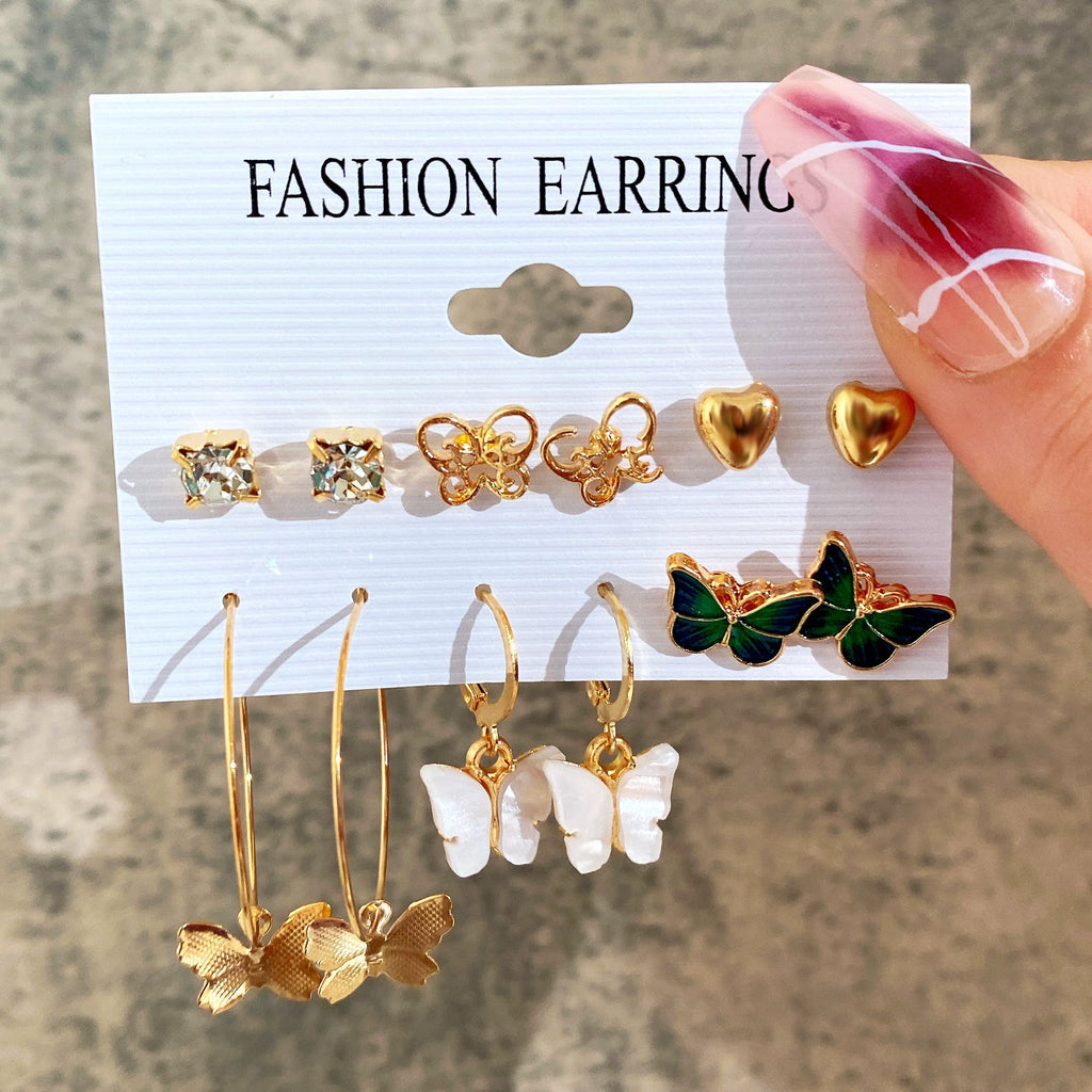 Damen Ohrringe Set mit eleganten Schmetterling- und Herzdesigns Shop Nory