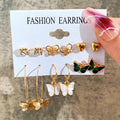 Damen Ohrringe-Set mit floralem Schmetterlings- und Herz-Design Shop Nory