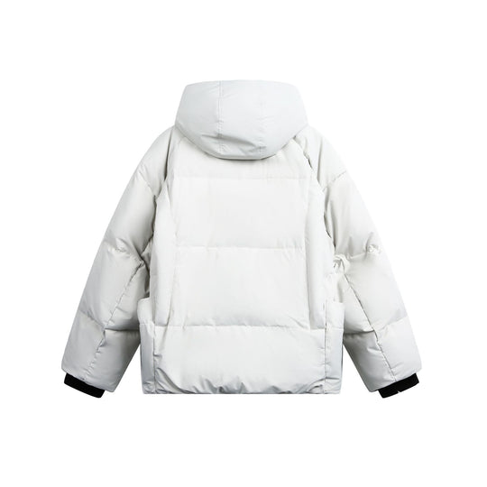Damen weit geschnittener Steppparka mit hohem Kragen, Kapuze und Cargo-Taschen Shop Nory