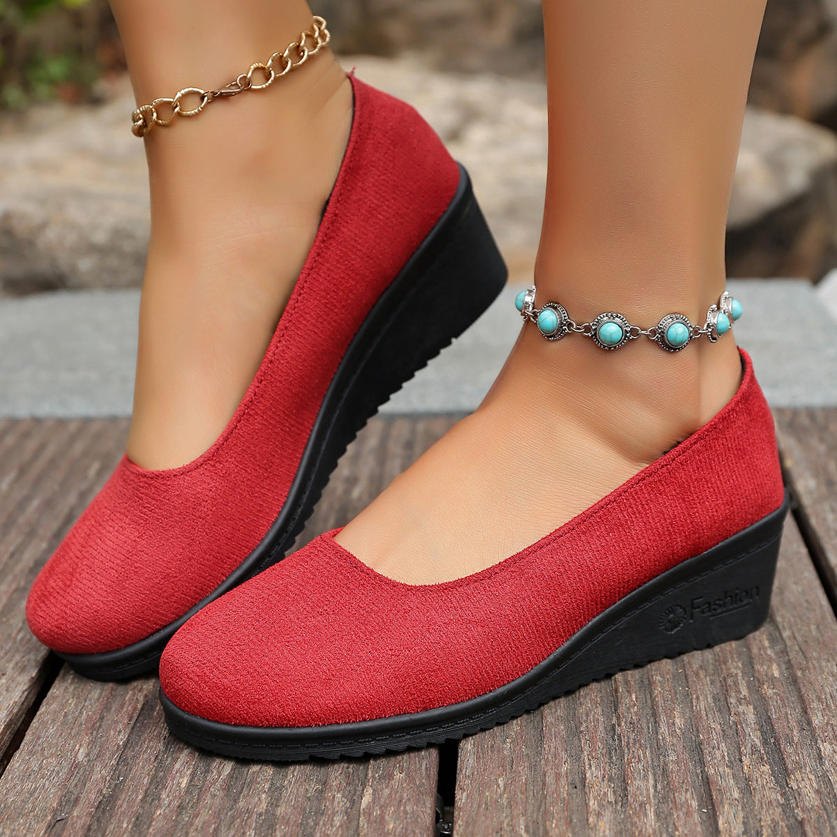 Damen Wedge-Pantoletten mit elegantem Obermaterial und rutschfester Sohle