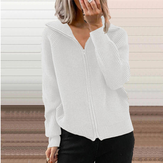 Damen Gerippte Kapuzen-Strickjacke mit Reißverschluss und Eingrifftaschen Shop Nory