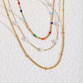 Damen mehrlagige Kette mit bunten Perlen Shop Nory