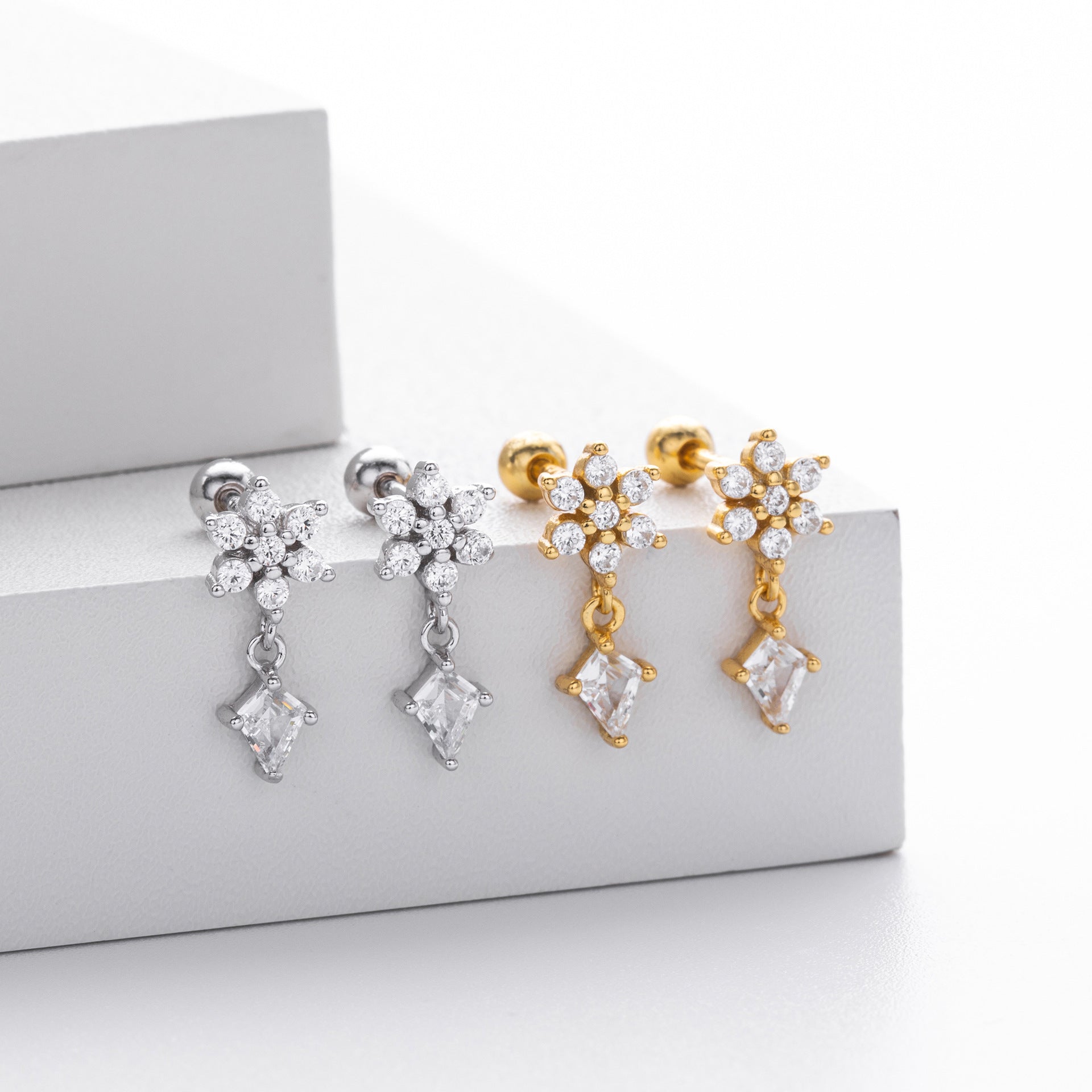 Damen Ohrhänger mit funkelnden Zirkon-Anhängern aus 925 Sterling Silber Shop Nory