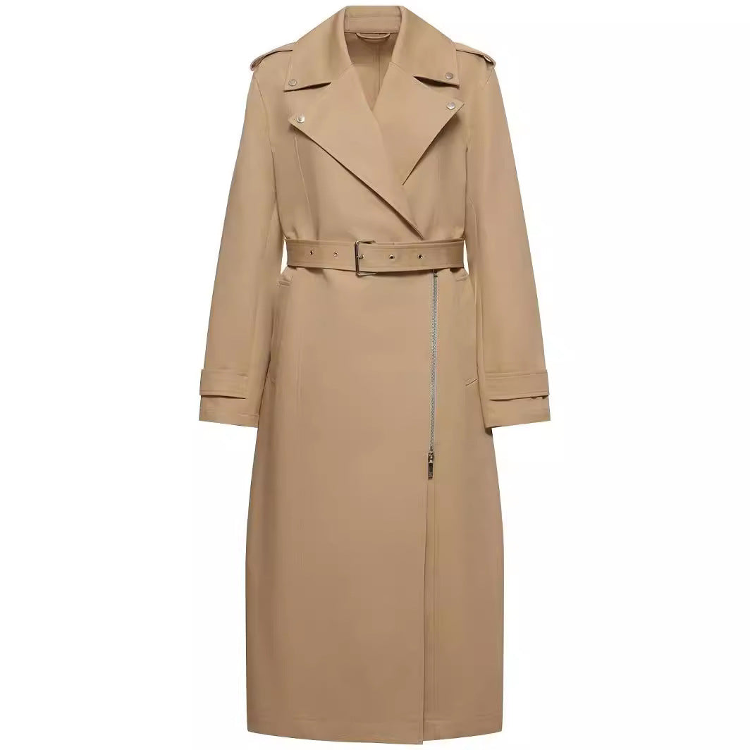Damen bodenlanger Oversize-Trenchcoat mit Reißverschluss und weitem Schalkragen Shop Nory