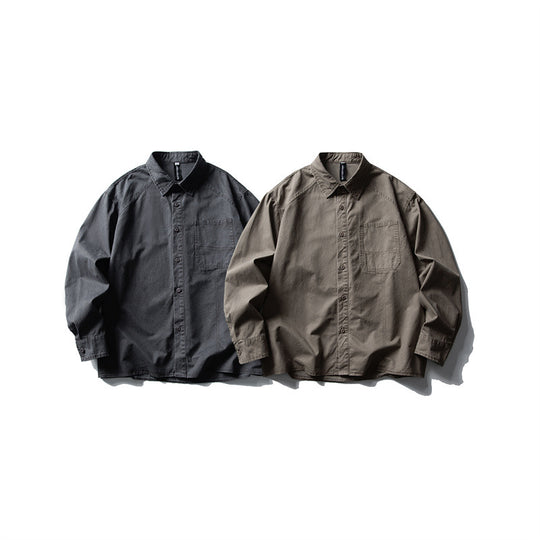 Herren Oversize-Hemdjacke aus robustem Baumwoll-Twill mit aufgesetzter Brusttasche und geradem Saum Shop Nory