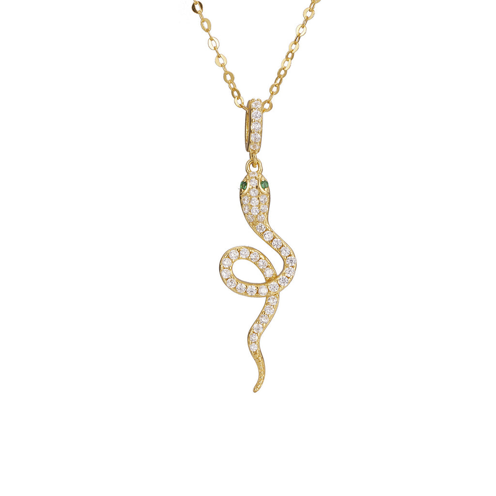 Damen Halskette mit elegantem Schlangen-Anhänger und funkelnden Zirkonia Shop Nory