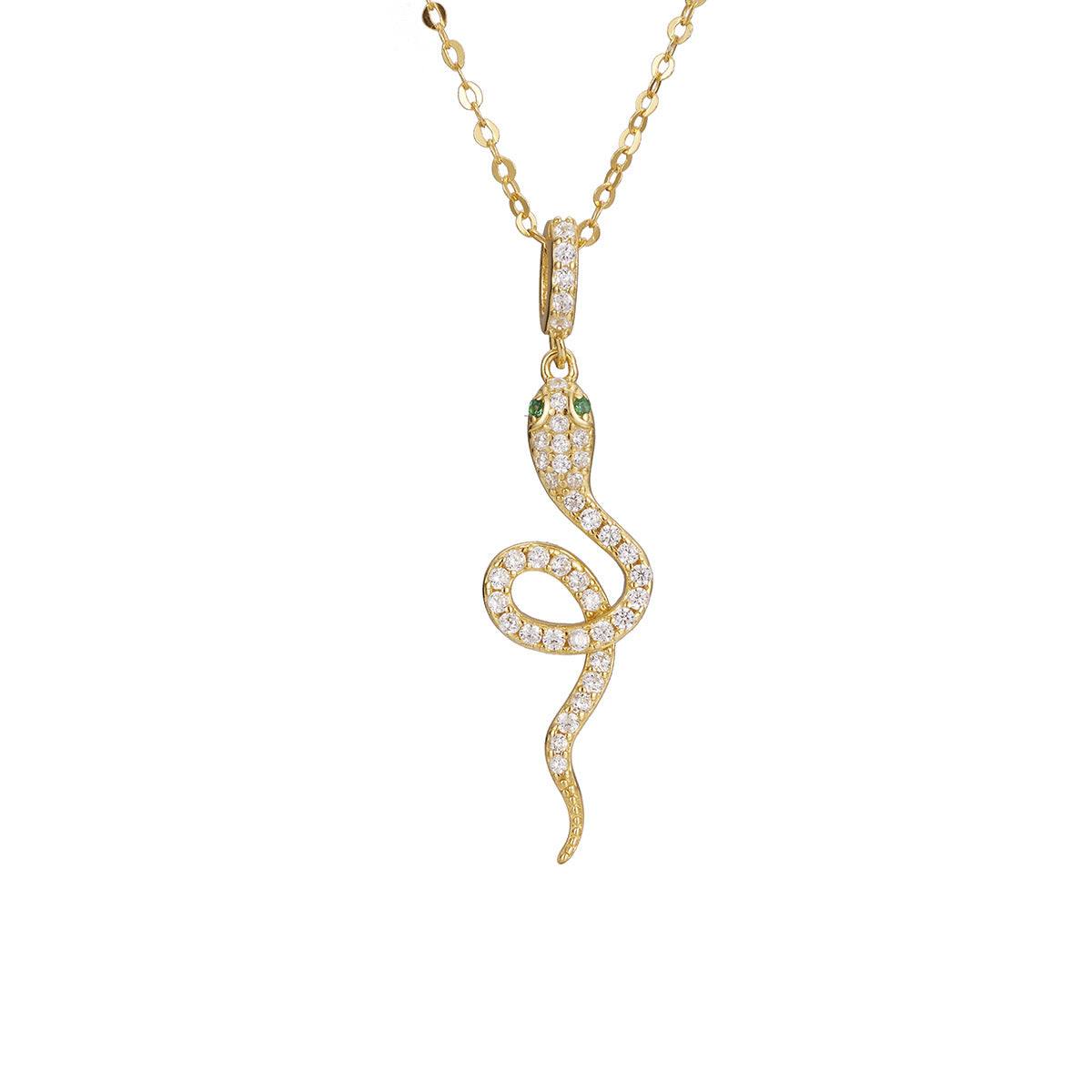 Damen Halskette mit elegantem Schlangen-Anhänger und funkelnden Zirkonia Shop Nory
