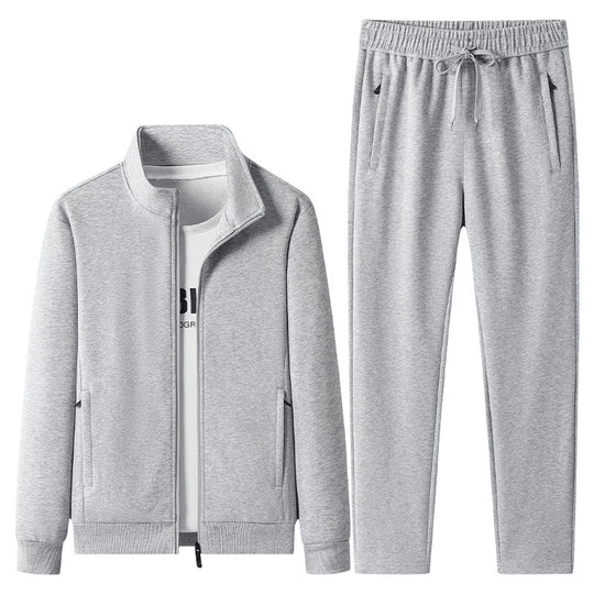 Herren Jogginganzug-Set aus Baumwollmix mit Stehkragen Reißverschlussjacke und Kordelbundhose Shop Nory