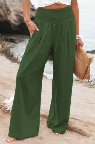 Damen Weit geschnittene Sommerhose mit elastischem Bund und luftiger Passform